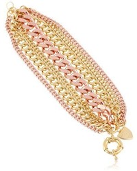 Giles & Brother Giles And Brother Rose And Yellow Gold Tone Multi Chain Bracelet 8