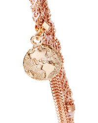 Carolina Bucci Globe Lucky 18 Karat Rose Gold And Silk Bracelet One Size