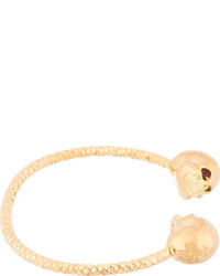 Alexander McQueen Gold Faceted Twin Skull Bracelet