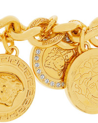 Versace Gold Plated Swarovski Crystal Charm Bracelet