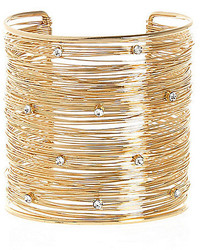 River Island Gold Tone Multi Wire Encrusted Cuff Bracelet