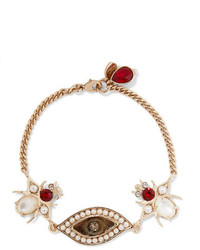 Alexander McQueen Gold Tone Swarovski Crystal And Faux Pearl Bracelet