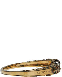 Alexander McQueen Gold Twin Skull Engraved Bracelet