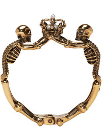 Alexander McQueen Gold Two Skeletons Bracelet