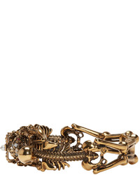 Alexander McQueen Gold Two Skeletons Bracelet