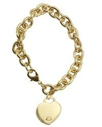 Guess Bracelet Gold Tone Heart Pendant Bracelet