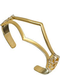 Matterial Fix Gold And Crystal Modern Angle Statet Cuff Bracelet