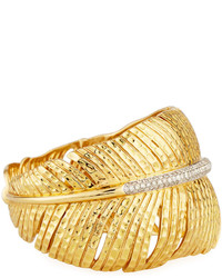 Michael Aram Michl Aram Diamond Feather Cuff Bracelet In 18k Gold