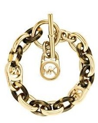 Michael Kors Michl Kors Logo Chain Link Gold Tone And Tortoise Acetate Bracelet