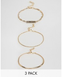 Asos Pack Of 3 Vintage Style Mixed Chain Bracelets