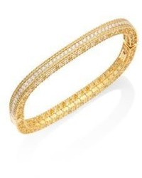 Roberto Coin Princess Braided Diamond 18k Yellow Gold Bangle Bracelet