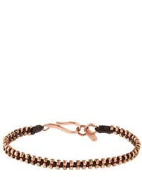 Paul Smith Rose Gold Tone Silver And Waxed Cotton Bracelet