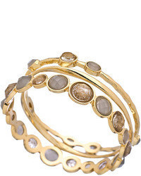 Blu Bijoux Set Of Three Gold And Multicolored Crystal Bangle Bracelets