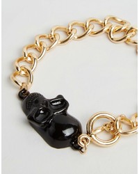 Reclaimed Vintage Skull Chain Bracelet In Gold