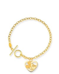 VistaBella 14k Yellow Gold Mickey Mouse Open Heart Charm Bracelet
