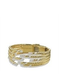 David Yurman Willow Five Row Bracelet With Diamonds In Gold