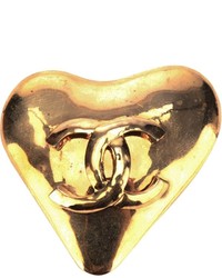Chanel Vintage Logo Heart Brooch