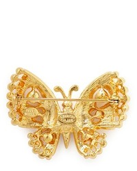 Nobrand Crystal Pav Faux Pearl Butterfly Brooch