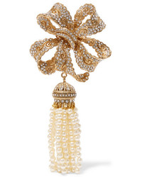 Dolce & Gabbana Gold Plated Crystal And Faux Pearl Brooch One Size