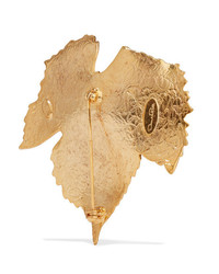 Oscar de la Renta Grape Leaf Gold Tone Brooch
