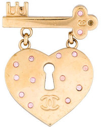 Chanel Heart Lock Key Brooch