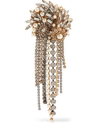Erickson Beamon Hunger Gold Plated Faux Pearl And Crystal Brooch One Size