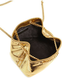 Saint Laurent Emmanuelle Sequined Baby Bucket Bag Gold