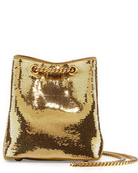 Saint Laurent Emmanuelle Sequined Baby Bucket Bag Gold