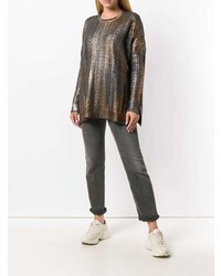 Avant Toi Metallic Cable Knit Sweater
