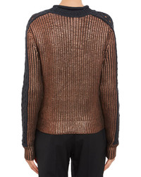 3.1 Phillip Lim Metallic Coated Knit Pullover Sweater