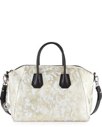 Gold Camouflage Leather Tote Bag