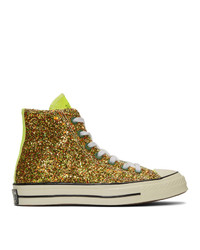 JW Anderson Gold And Silver Converse Edition Glitter Chuck 70 High Sneakers