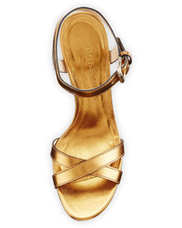 Burberry Rastrickson Check Wedge Sandal Gold
