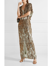 By Malene Birger Saribala Sequined Chiffon Gown Gold