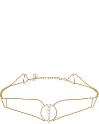 Anissa Kermiche 14 Karat Gold Pearl And Diamond Choker One Size