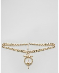 Asos Curve Curve Curb Chain Statet Toggle Choker Necklace