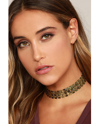 LuLu*s Follow The Path Antiqued Gold Choker Necklace