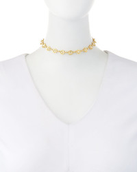 Fragments for Neiman Marcus Fragts Flower Crystal Choker Necklace Golden