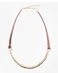 Brooks Brothers Leather And Hammered Gold Choker