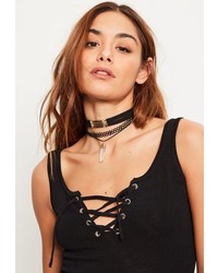 Missguided Black 3 Pack Choker Necklace Set