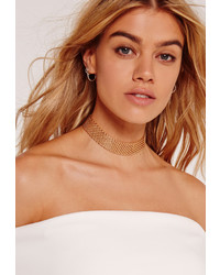 Missguided Chain Mesh Choker Necklace Gold
