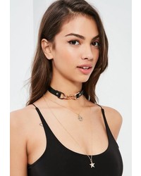 Missguided Gold 3 Pack Layered Chain Choker Necklaces