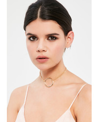 Missguided Gold Circle Chain Choker Necklace