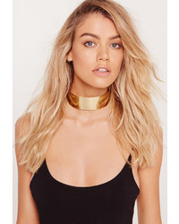 Missguided Metal Plate Choker Necklace Gold