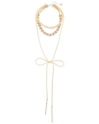 GUESS Multi Row Choker With Woven Chain And Tie Front Necklace Necklace
