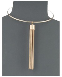 Kenneth Jay Lane Polished Gold Choker With Snake Chain Tassel Necklace