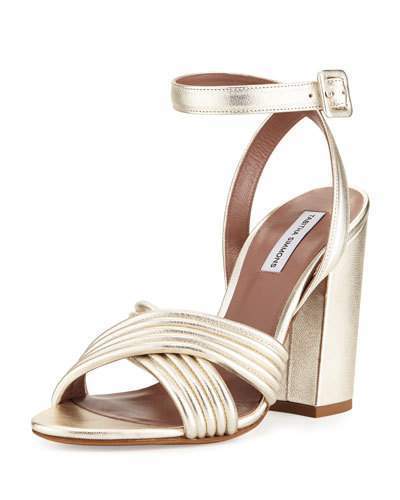 gold chunky heel sandals