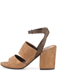 Coclico Dickie Suede Chunky Heel Sandal Bronze