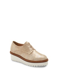 Gold Chunky Suede Oxford Shoes