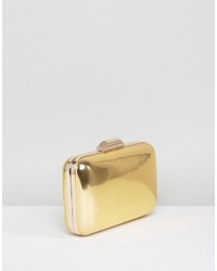 Dune Broncho Gold Metallic Box Clutch Bag